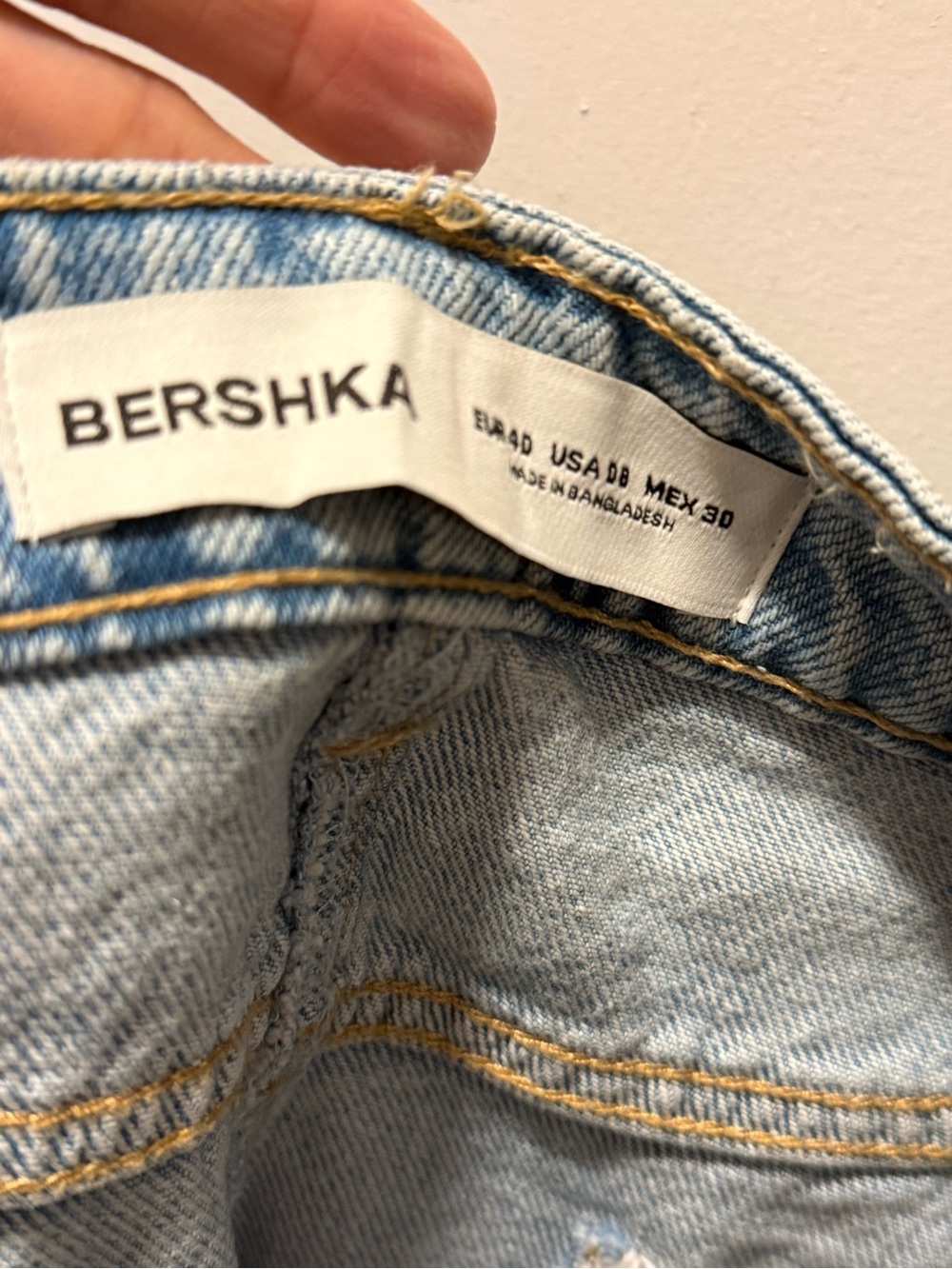 Bershka Pale Blue denim skirt with Contrast Stitching NEVER USED NO TAGS
